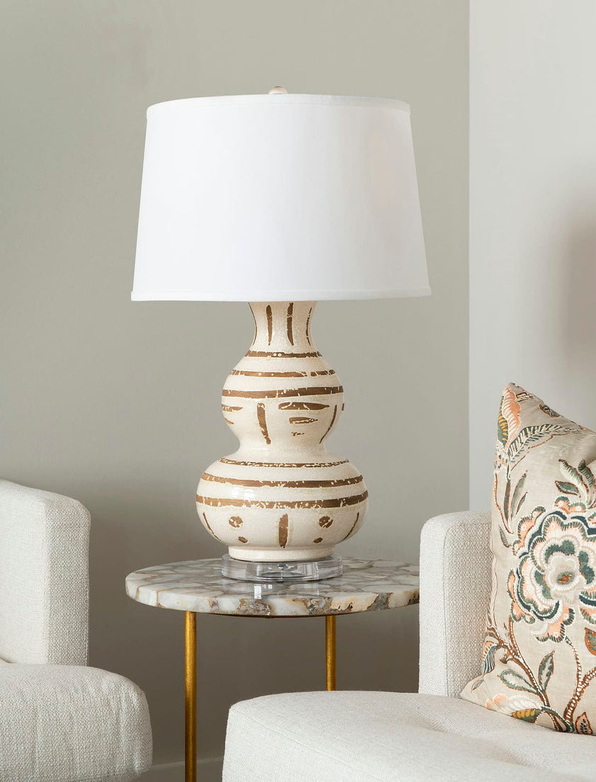 Shino Lamp (Lamp Only) - Ivory and Brown