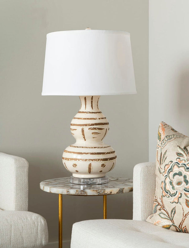 Shino Lamp (Lamp Only) - Ivory and Brown