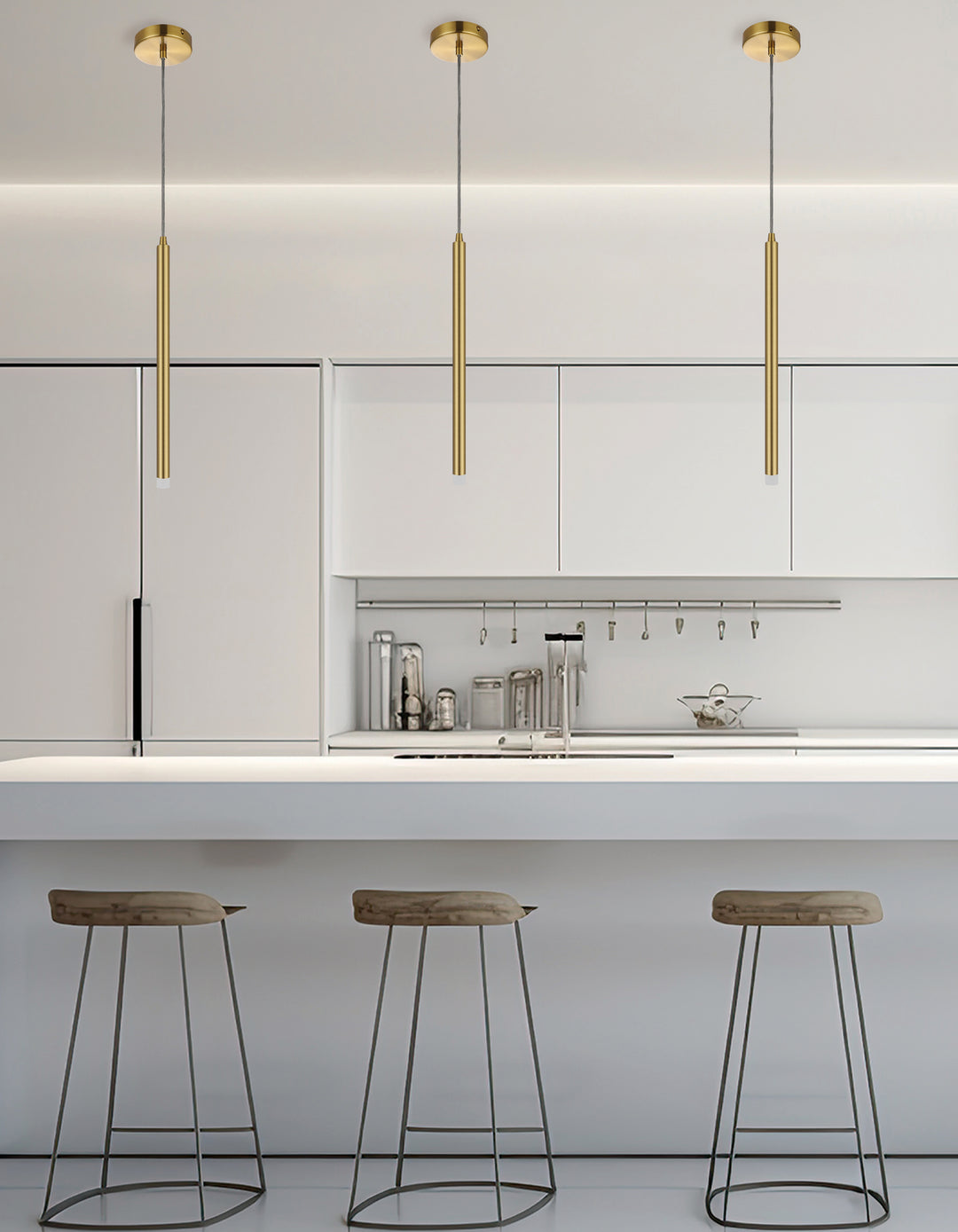 Dainolite 3W Pendant Aged Brass with Frosted Acrylic Diffuser