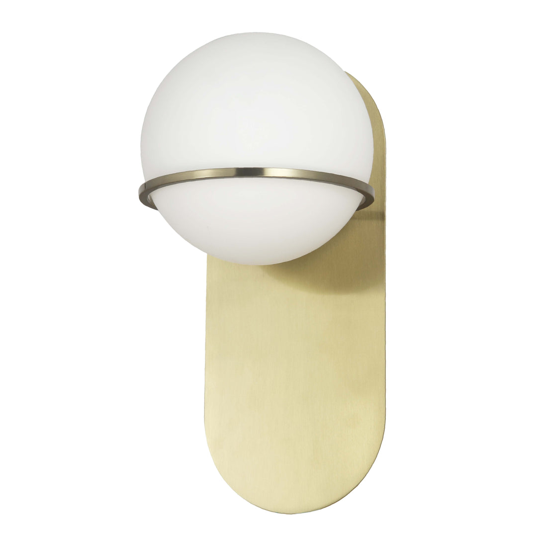 Dainolite 1 Light Halogen Wall Satin Chrome Aged Brass with White Glass