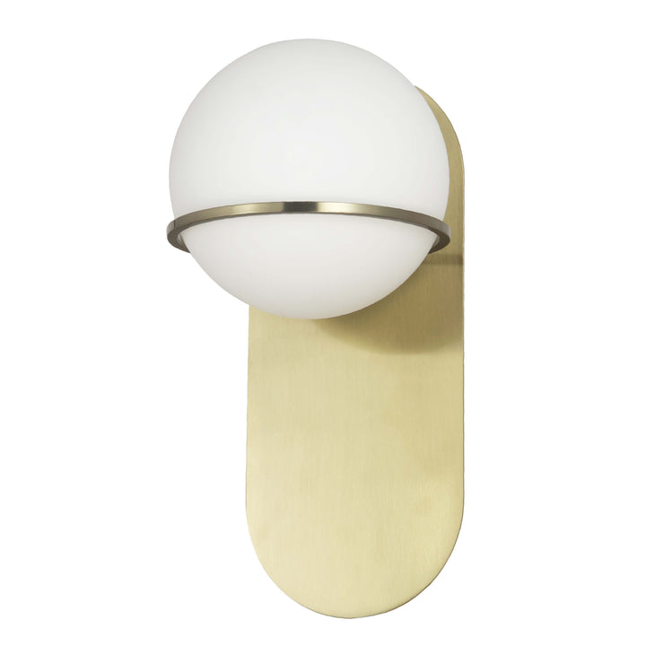 Dainolite 1 Light Halogen Wall Satin Chrome Aged Brass with White Glass