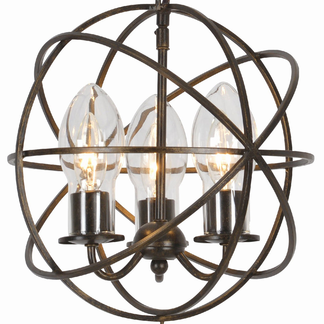 Crystorama Solaris 3 Light English Bronze Sphere Outdoor Pendant