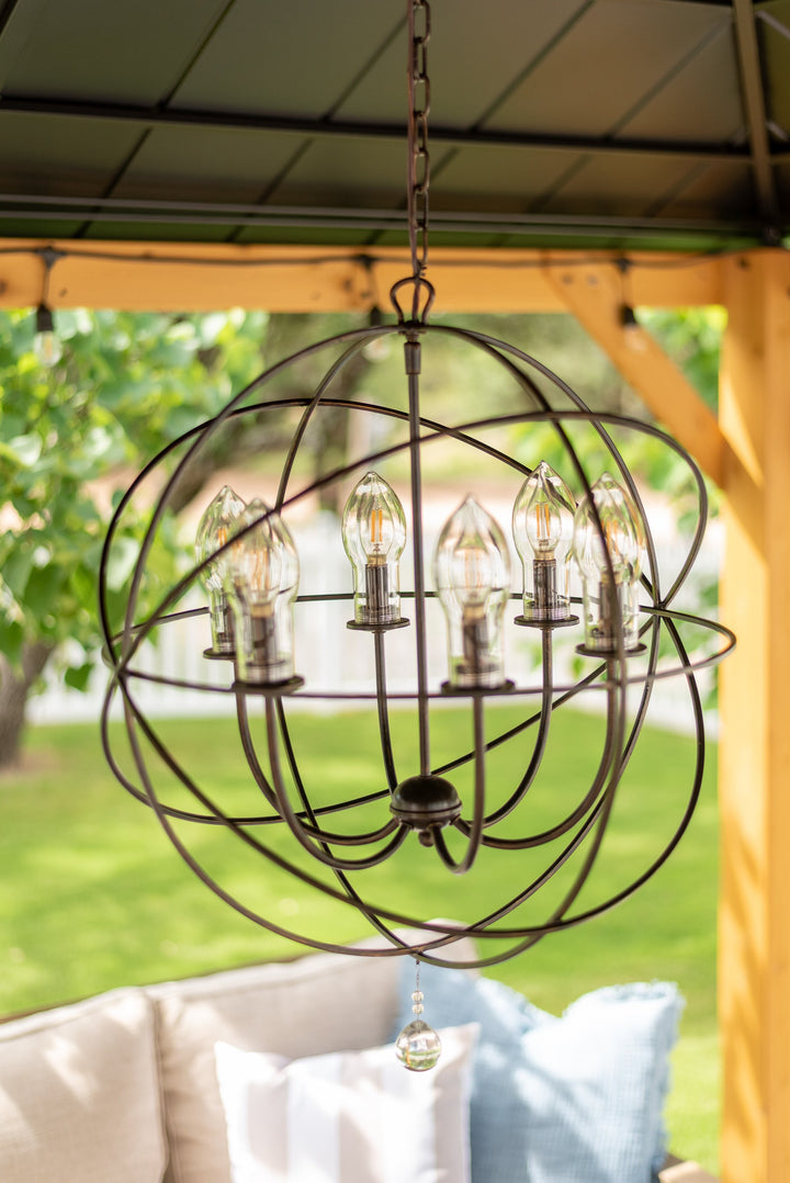 Crystorama Solaris 6 Light English Bronze Sphere Outdoor Pendant