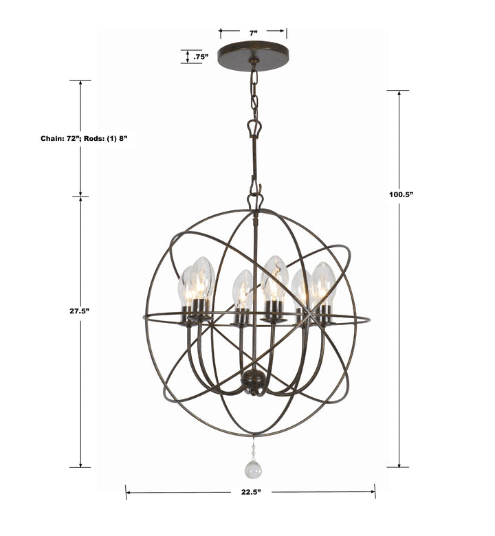 Crystorama Solaris 6 Light English Bronze Sphere Outdoor Pendant