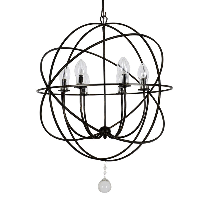 Crystorama Solaris 6 Light English Bronze Sphere Outdoor Pendant