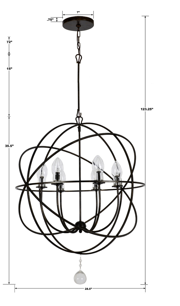 Crystorama Solaris 6 Light English Bronze Sphere Outdoor Pendant