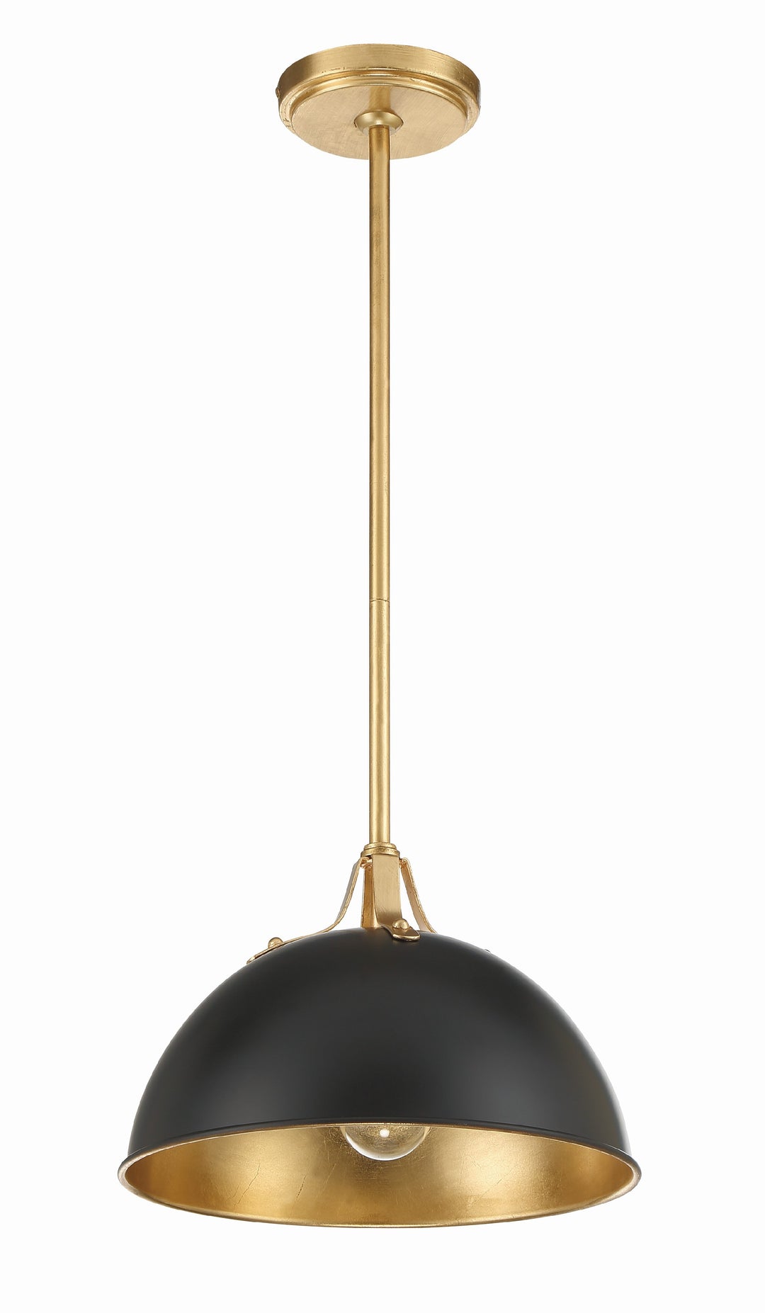 Crystorama Soto 1 Light Matte Black + Antique Gold Mini Pendant