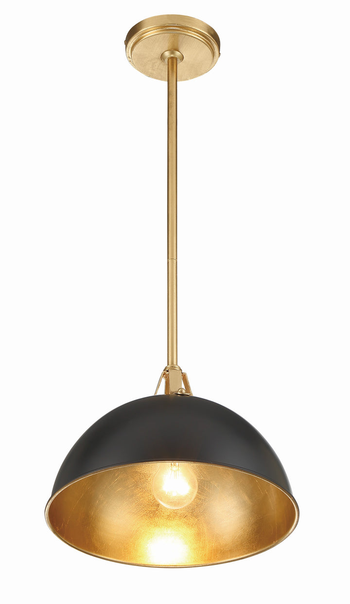 Crystorama Soto 1 Light Matte Black + Antique Gold Mini Pendant