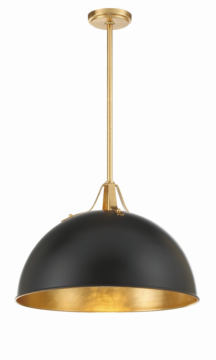 Soto 1 Light Matte Black + Antique Gold Chandelier