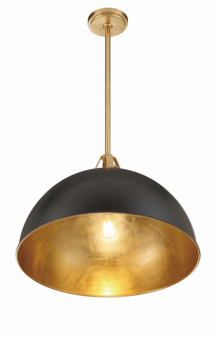 Crystorama Soto 1 Light Matte Black + Antique Gold Chandelier