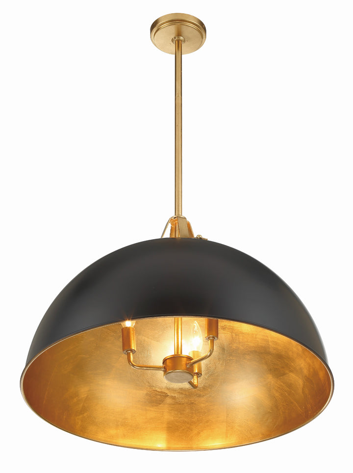 Crystorama Soto 3 Light Matte Black + Antique Gold Chandelier