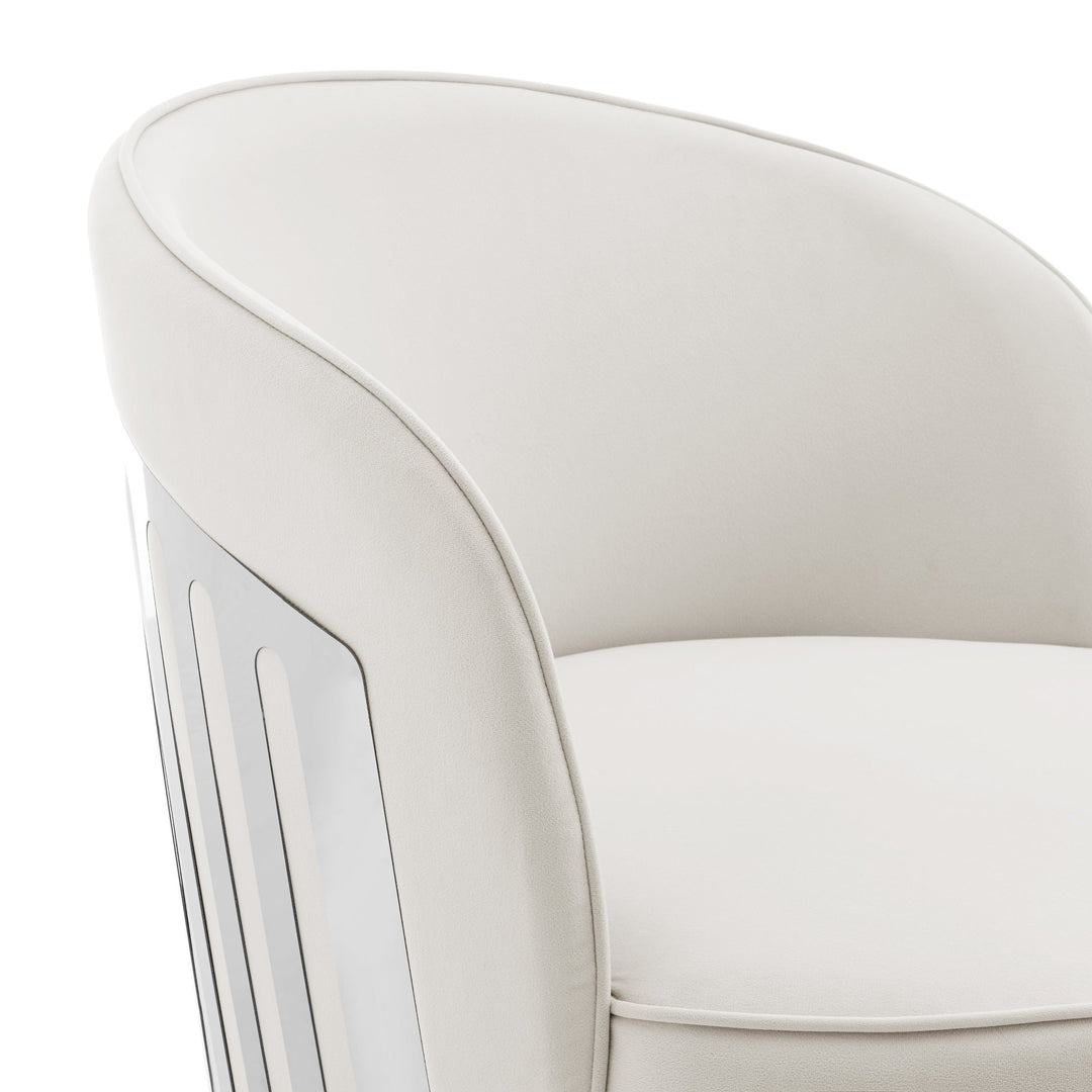 Finesse Decor Luxe Elegance Swivel Accent Chair with Chrome Back Detail