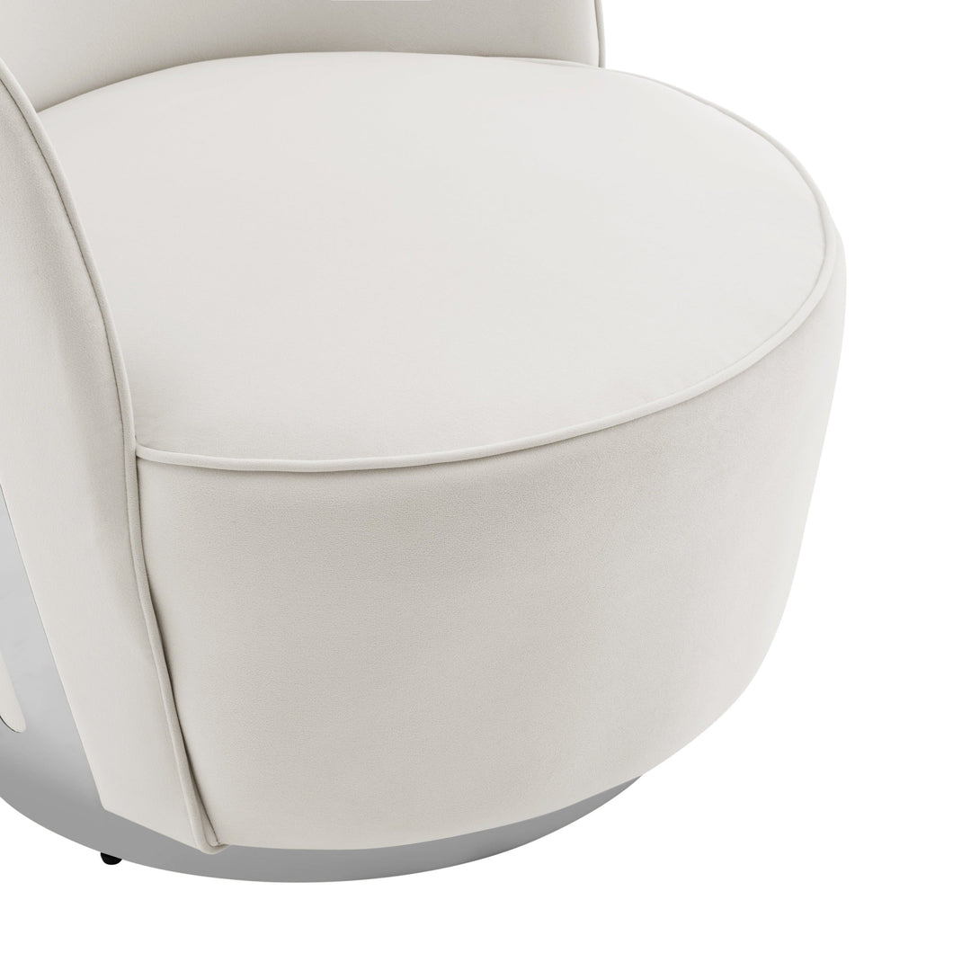 Luxe Elegance Swivel Accent Chair with Chrome Back Detail