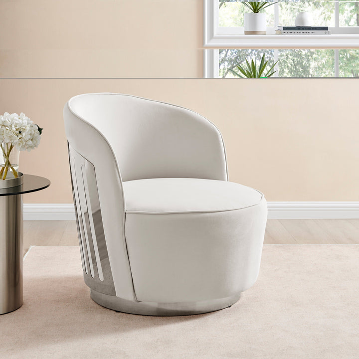 Finesse Decor Luxe Elegance Swivel Accent Chair with Chrome Back Detail