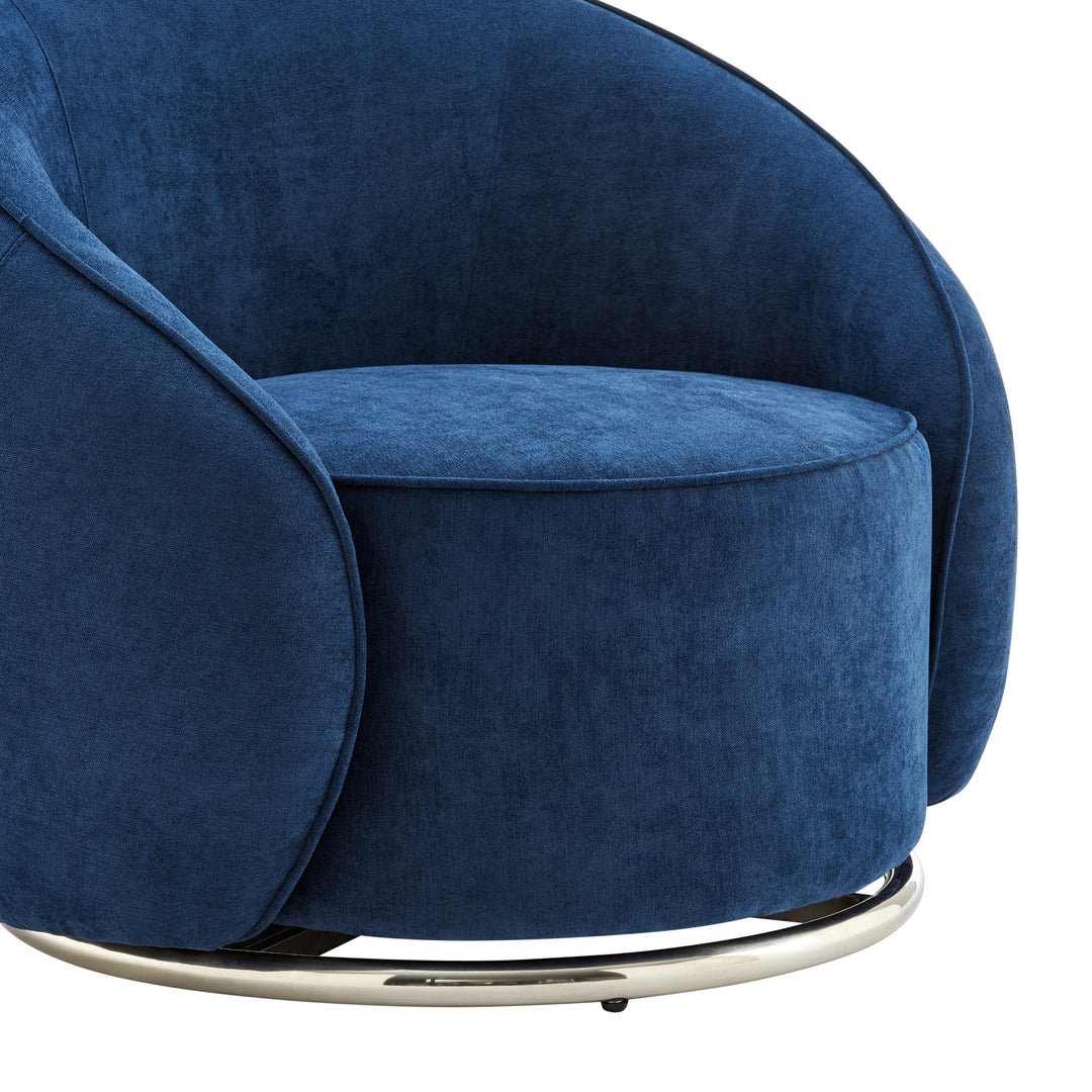 Finesse Decor Sapphire Swing Luxury Swivel Accent Chair // Blue and Chrome