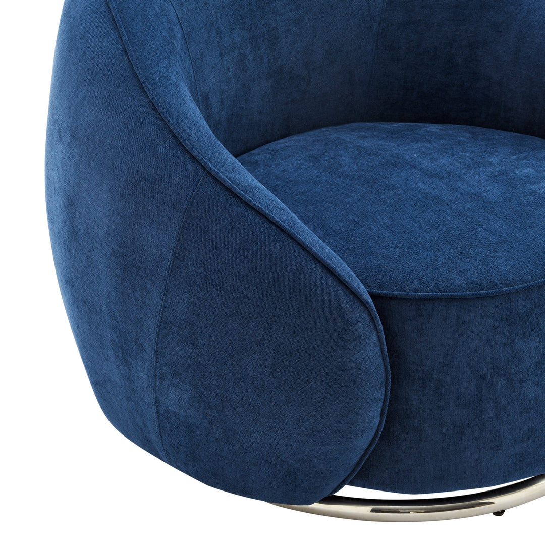 Finesse Decor Sapphire Swing Luxury Swivel Accent Chair // Blue and Chrome