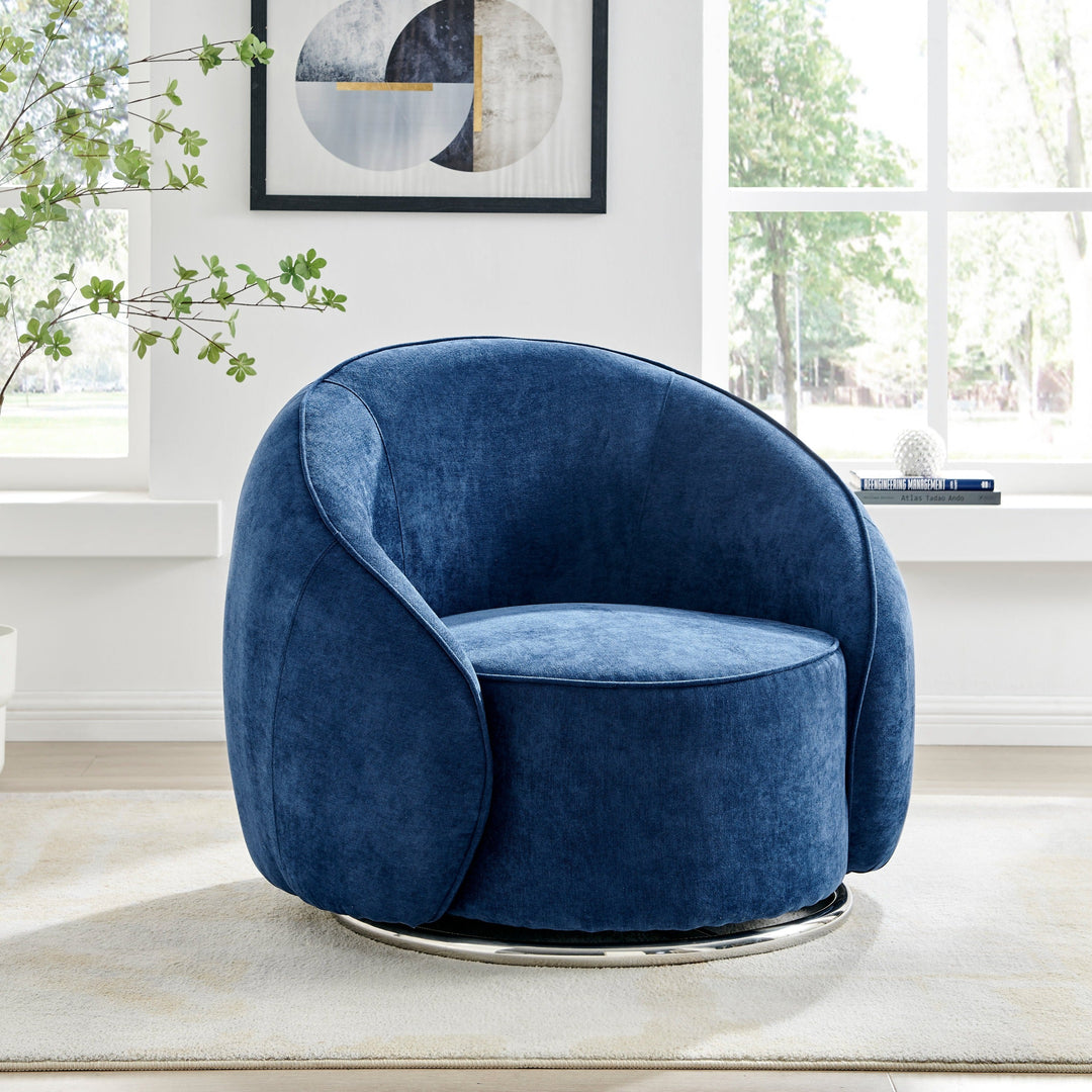 Sapphire Swing Luxury Swivel Accent Chair // Blue and Chrome