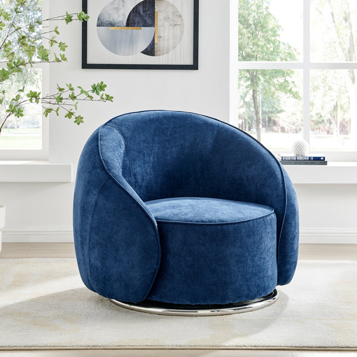 Finesse Decor Sapphire Swing Luxury Swivel Accent Chair // Blue and Chrome