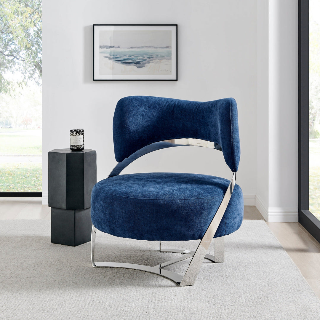 Aura Modern Accent Chair // Blue and Chrome