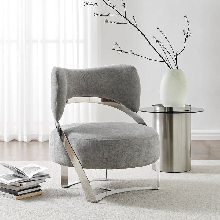 Aura Modern Accent Chair // Gray and Chrome