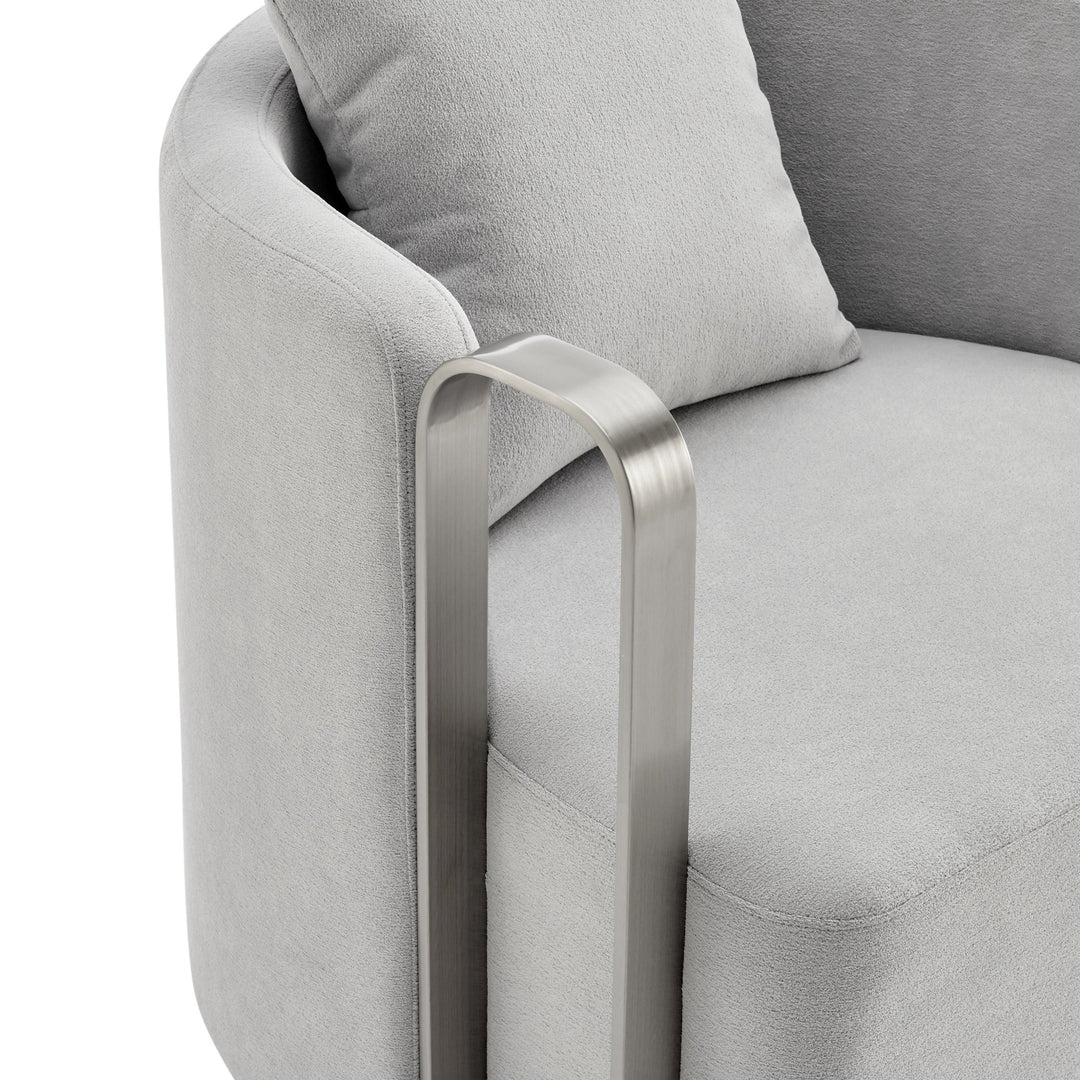 Finesse Decor The Marvel Contemporary Accent Chair // Gray and Brushed Nickel