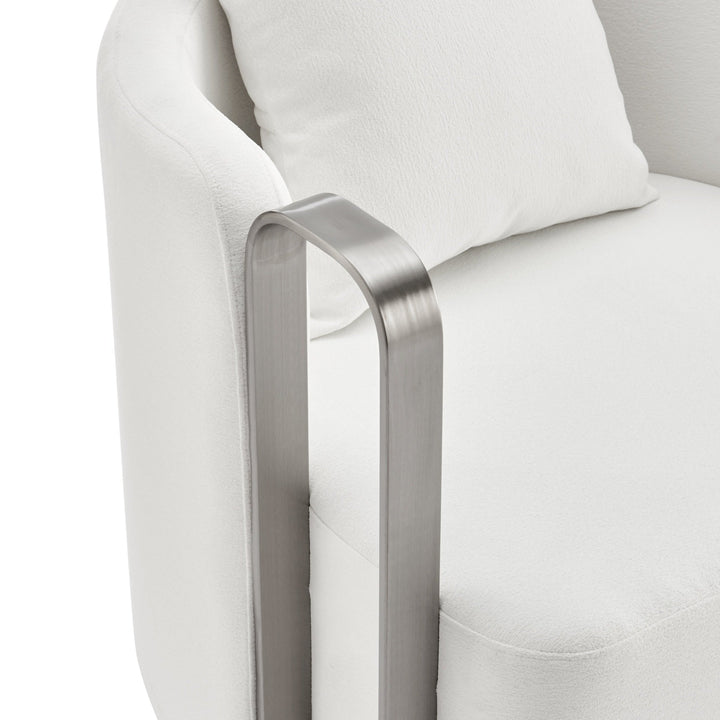 Finesse Decor The Marvel Contemporary Swivel Accent Chair // White and Brushed Nickel