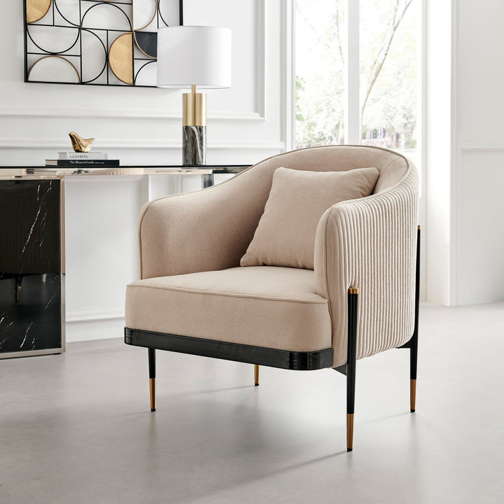 Finesse Decor Versa Transitional Elegance Accent Chair // Beige, Black, and Gold