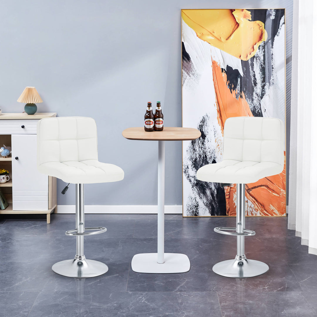 Finesse Decor Mirage Chrome Couture Counter - Set of Two Stools // White