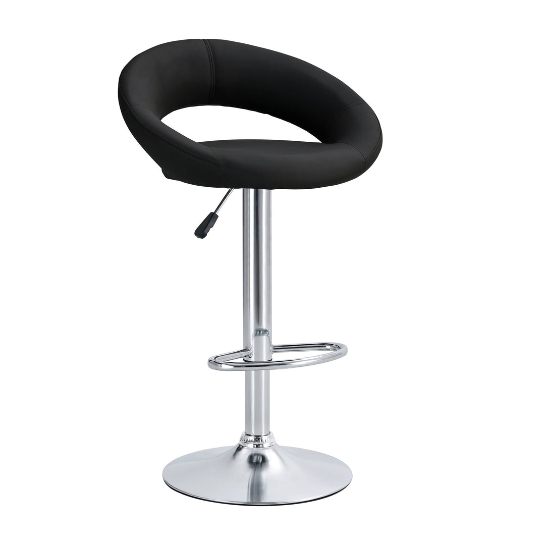 Finesse Decor Opulent Orbit Chrome Swivel - Set of Two Set of Two Stools // Black