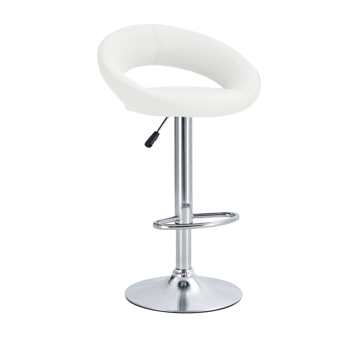 Finesse Decor Opulent Orbit Chrome Swivel - Set of Two Stools // White