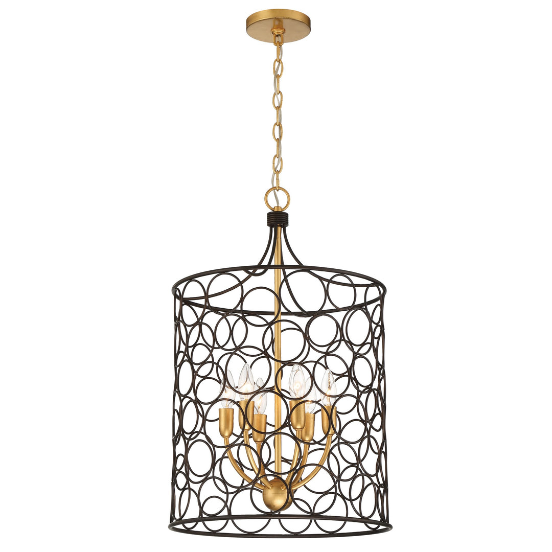 Crystorama Stemmons 6 Light Bronze + Antique Gold Mini Chandelier