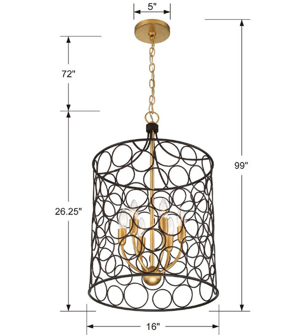 Crystorama Stemmons 6 Light Bronze + Antique Gold Mini Chandelier