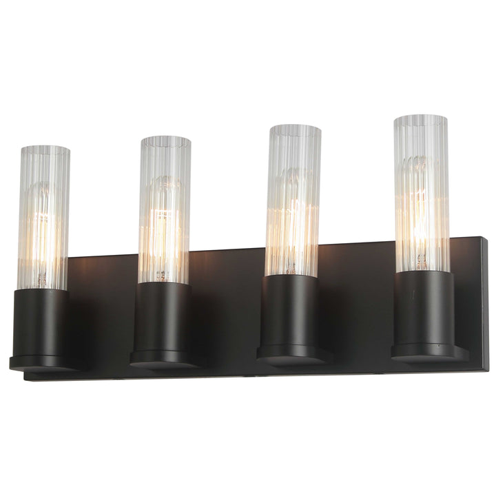 Dainolite 4 Light Incandescent Vanity, Aged Brass w/ Clear Fluted Glass