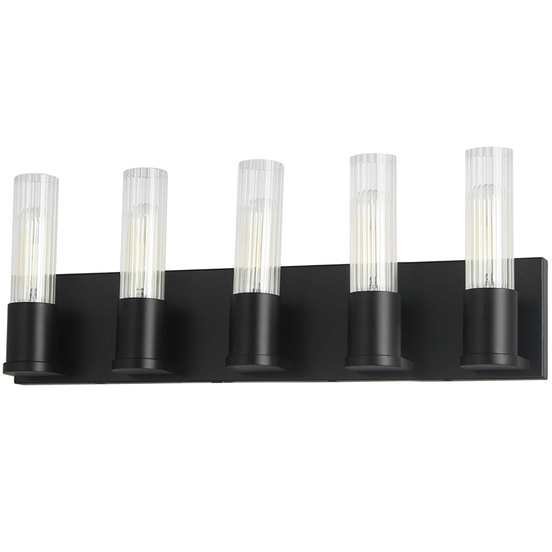 Dainolite 5 Light Incandescent Vanity, Aged Brass w/ Clear Fluted Glass