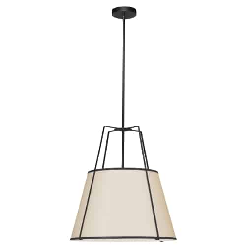 Dainolite 1 Light Trapezoid Pendant Gold/Black Shade w/ White Fabric Diffuser