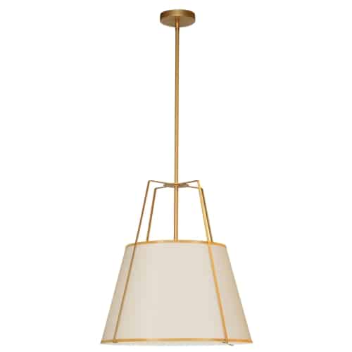 Dainolite 1 Light Trapezoid Pendant Gold/Black Shade w/ White Fabric Diffuser