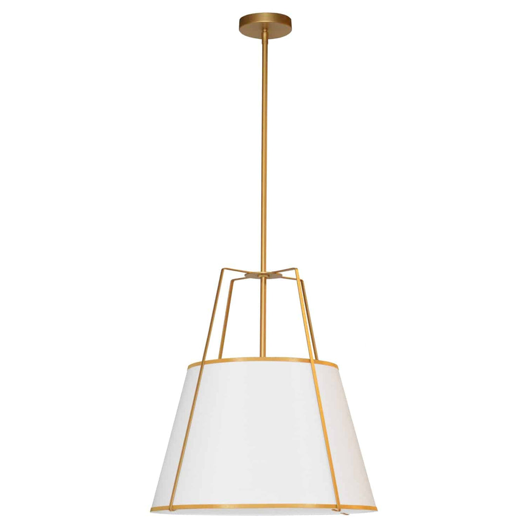 Dainolite 1 Light Trapezoid Pendant Gold/Black Shade w/ White Fabric Diffuser