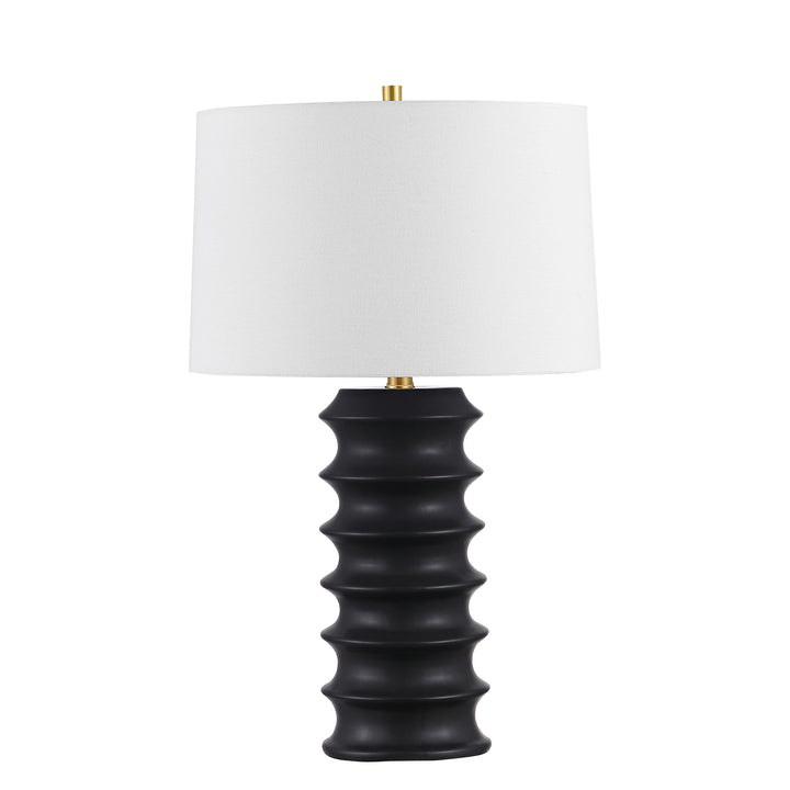 Dainolite 1 Light Incandescent Table Lamp, Matte Black with White Shade