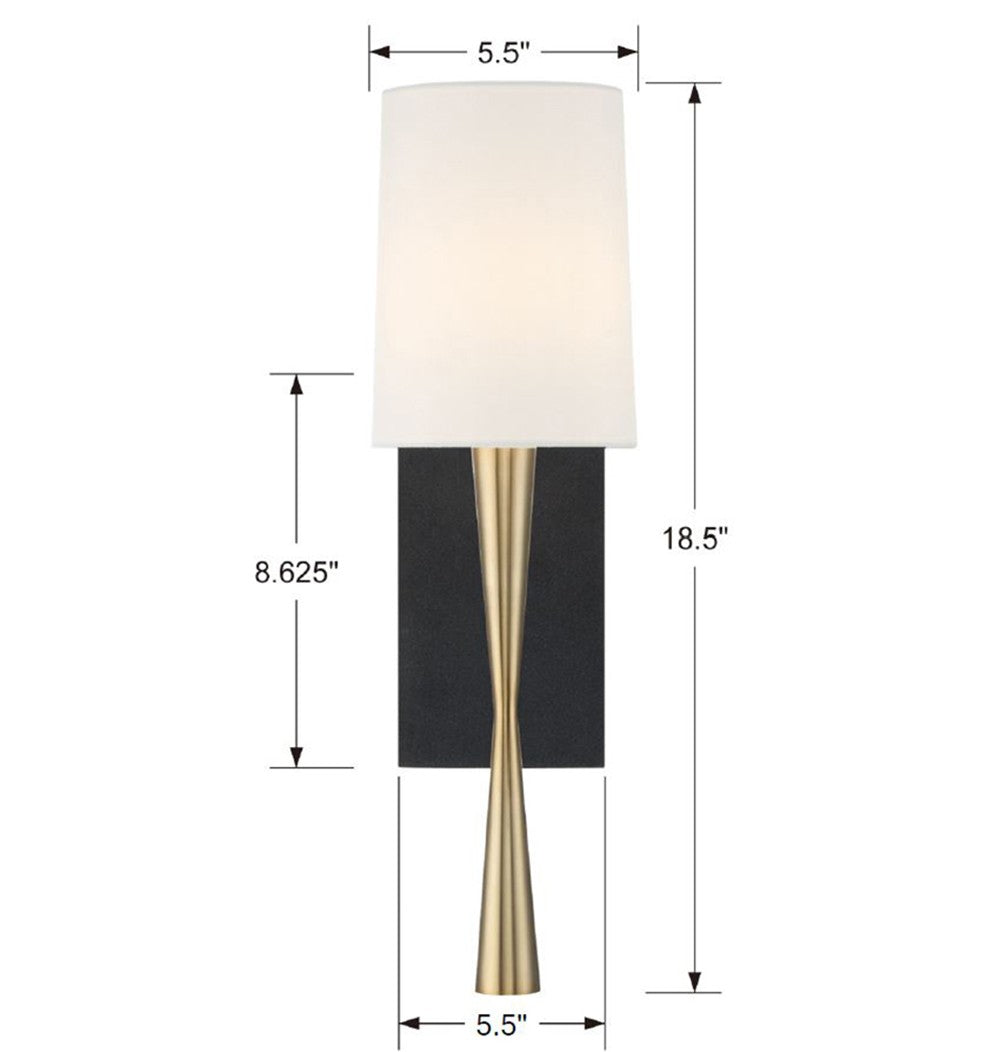 Crystorama Trenton 1 Light Aged Brass Sconce