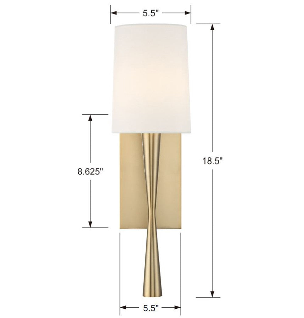 Crystorama Trenton 1 Light Aged Brass Sconce