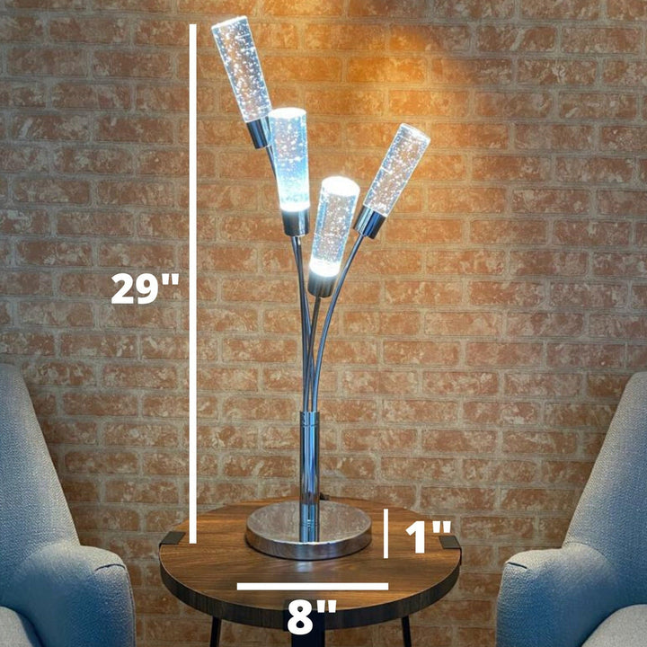 Blooming in Acrylic Table Lamp, 5 Light Chrome