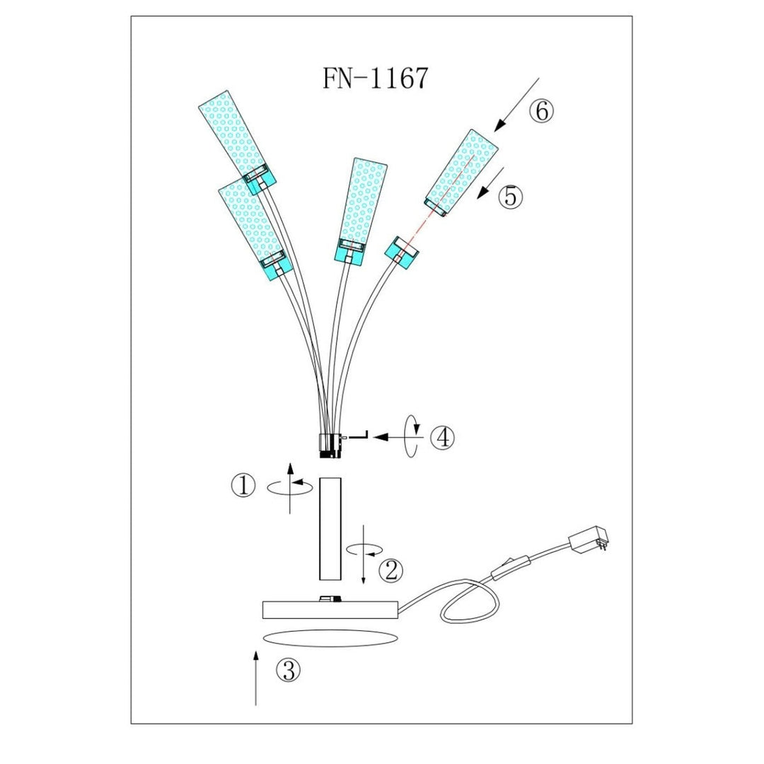 Blooming in Acrylic Table Lamp, 5 Light Chrome