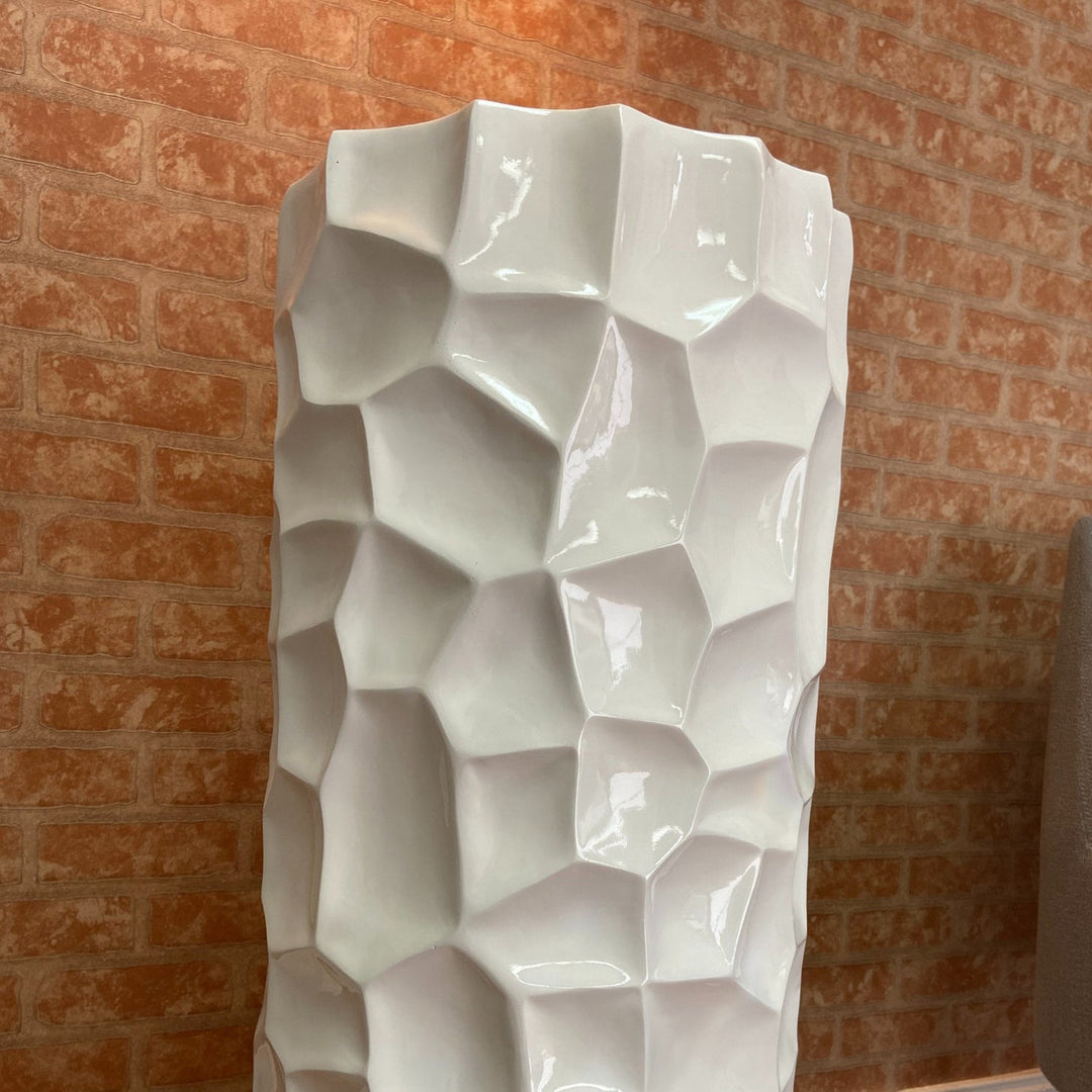 Textured Honeycomb Vase // White, 36"