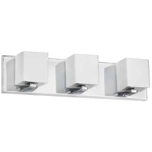 Dainolite 3 Light Halogen Vanity, Matte Black with White Glass