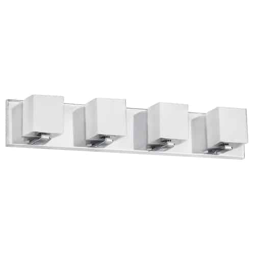 Dainolite 4 Light Halogen Vanity, Matte Black with White Glass