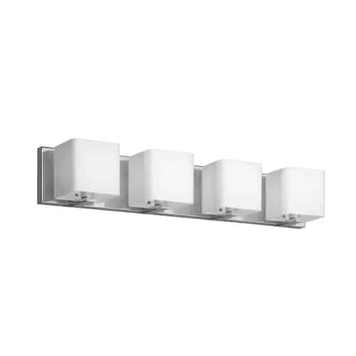 Dainolite 4 Light Vanity, Polished Chrome, Frosted White Glass Shade