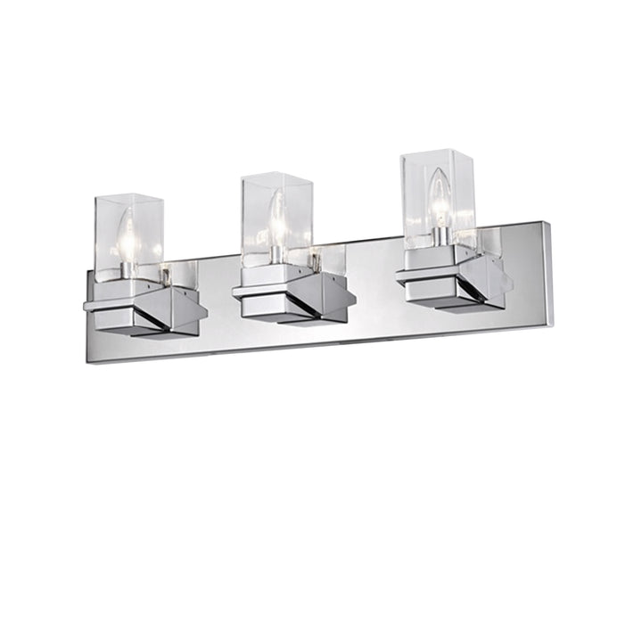 Dainolite 3 Light Incandescent Vanity, Matte Black w/ Clear Glass