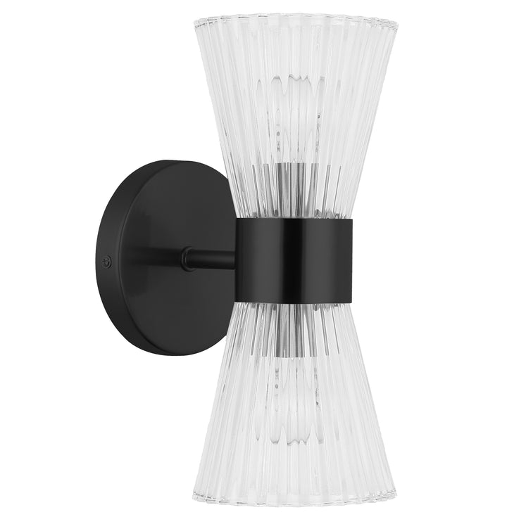 Dainolite 2 Light Incandescent Vanity Aged Brass with Clear Ribbed Glass