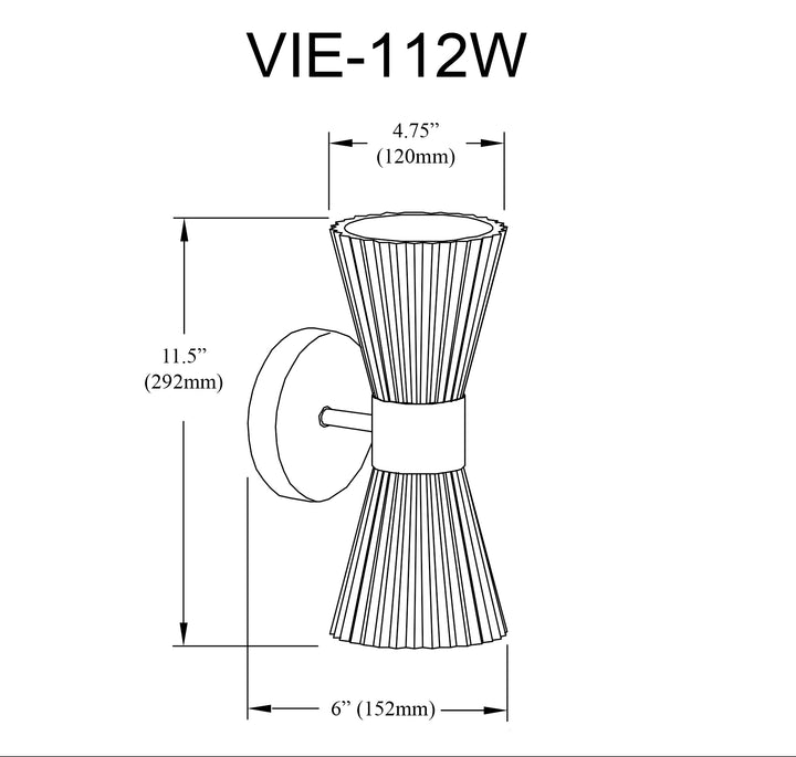 Dainolite 2 Light Incandescent Vanity Aged Brass with Clear Ribbed Glass