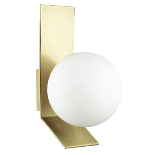 Dainolite 1 Light Halogen Wall Sconce, Aged Brass w/ Opal White Glass